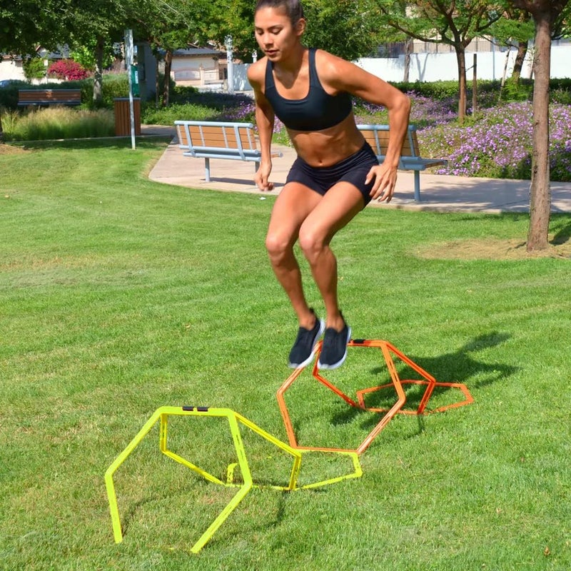 ZUKAM Hex Agility Rings for Speed Training & Agility Footwork Training Speed Hurdles Ladder with Carrying Bag (6 Rings) - Image 5